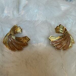 Gold and Pink Shell Earrings